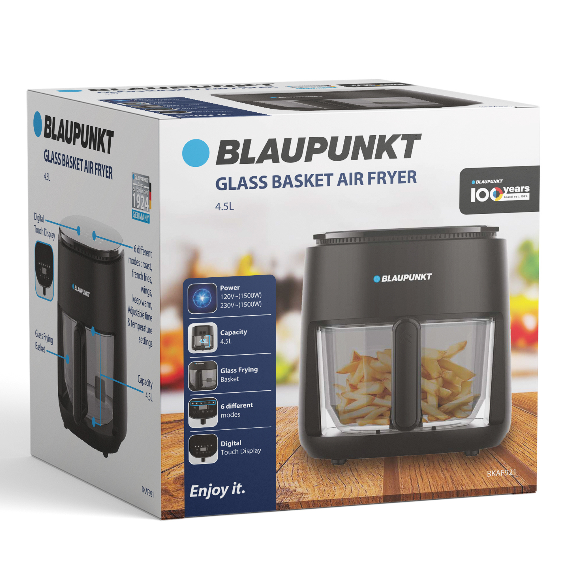 Blaupunkt 4.5L Glass Basket Air Fryer Blaupunkt 4.5L Glass Basket Air Fryer